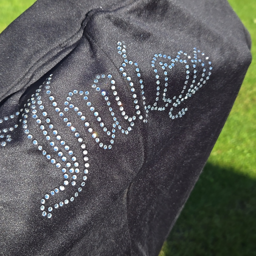 NWT Juicy Couture OG Big Bling Black Velour Track Pants - Large. (BIN 003)